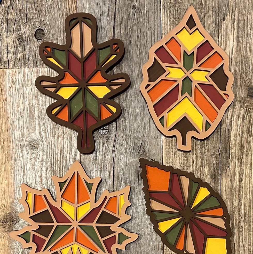 wooden stained glass leaves