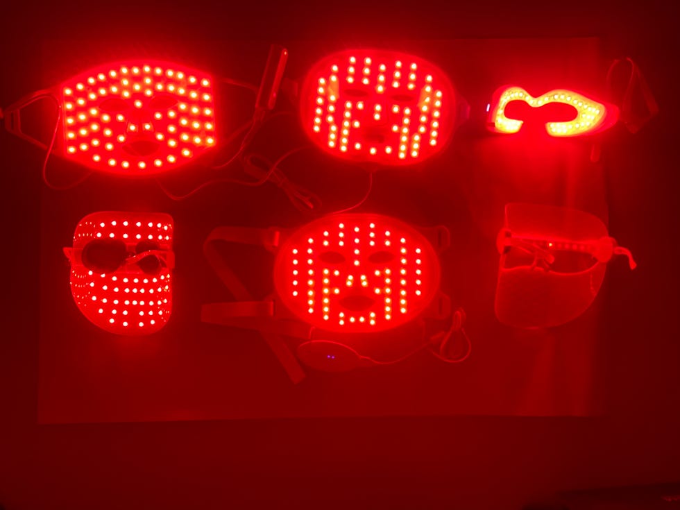 a photo of six led face masks tested in the good housekeeping institute beauty lab