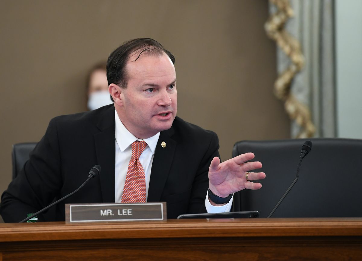 washington, dc   june 24  sen mike lee r ut speaks during an oversight hearing to examine the federal communications commission on capitol hill on june 24, 2020 in washington, dc the hearing was held by the senate committee for commerce, science, and transportation photo by jonathan newton poolgetty images