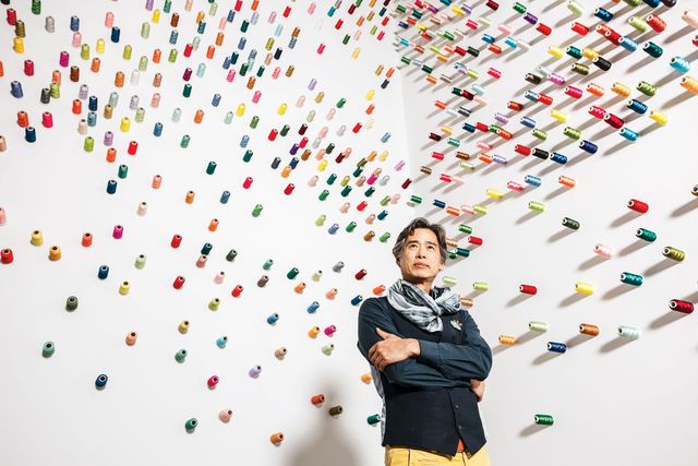 artist lee mingwei photographed at the de young museum, the mending project, san francisco