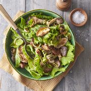 leek, mushroom, and escarole salad