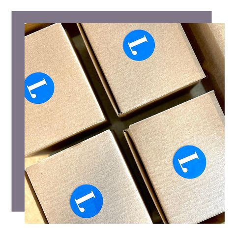 leeway boxes with blue sticker on top