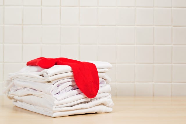 left that red item in a white wash