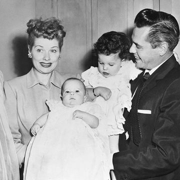portrait of lucille ball and family at lucie's christening