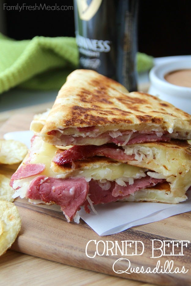 Leftover Corned Beef Recipes Corned Beef and Cabbage Quesadillas