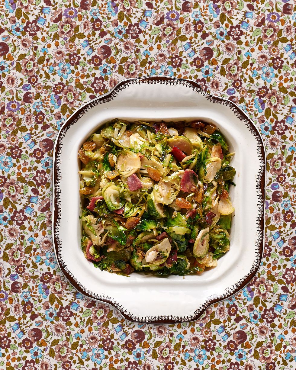shaved brussels sprouts with country ham