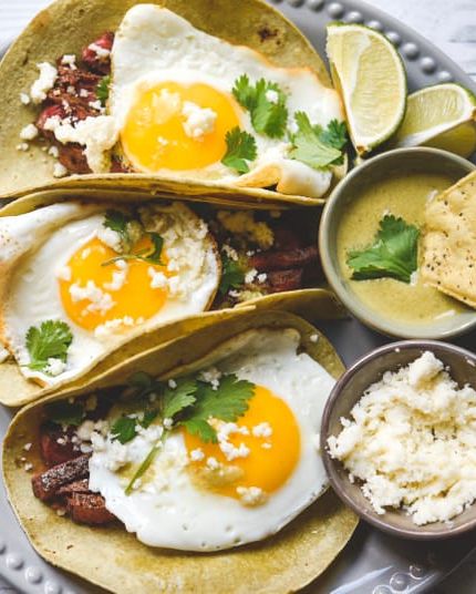 leftover steak recipes steak and eggs breakfast tacos with fried eggs