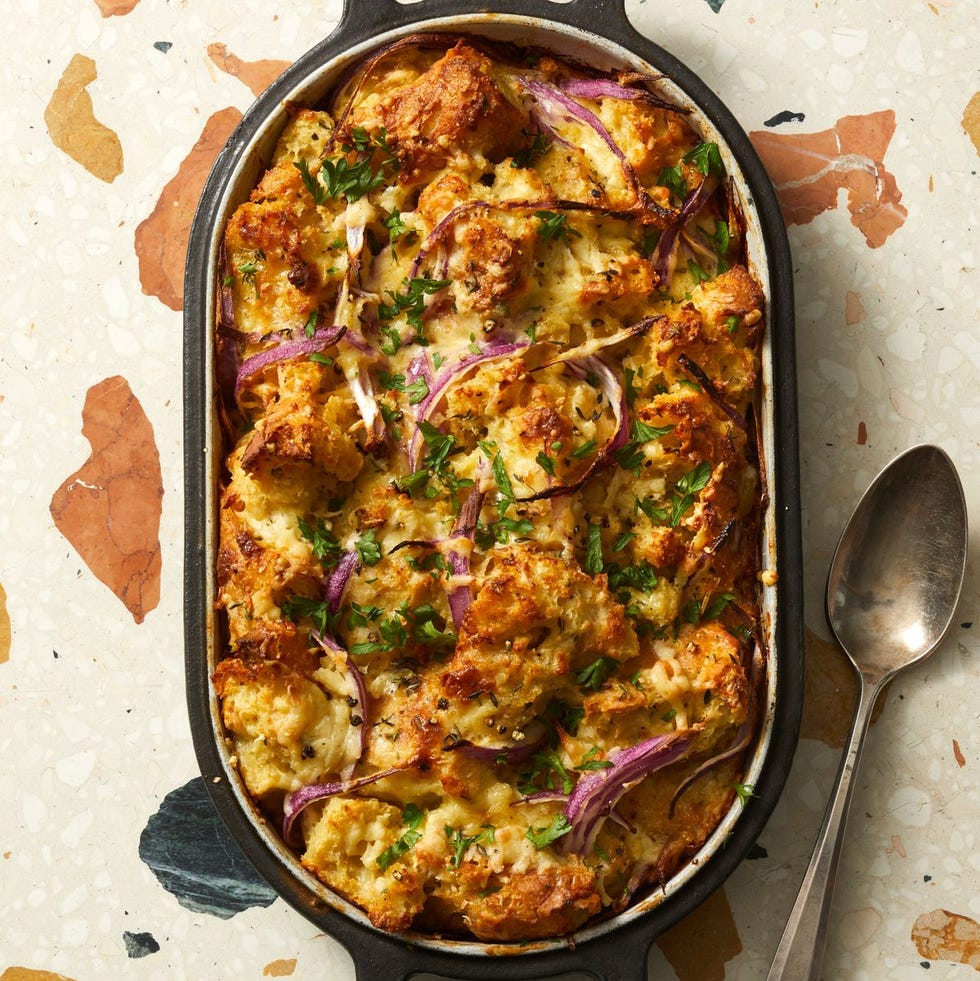 leftover stuffing recipes red onion cheddar bread pudding