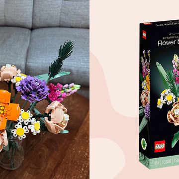 lego flower bouquet on coffee table