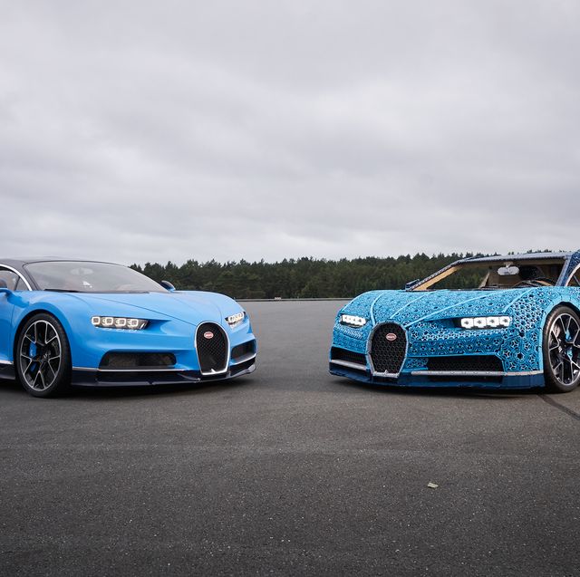 Lego Bugatti Chiron and real Bugatti Chiron