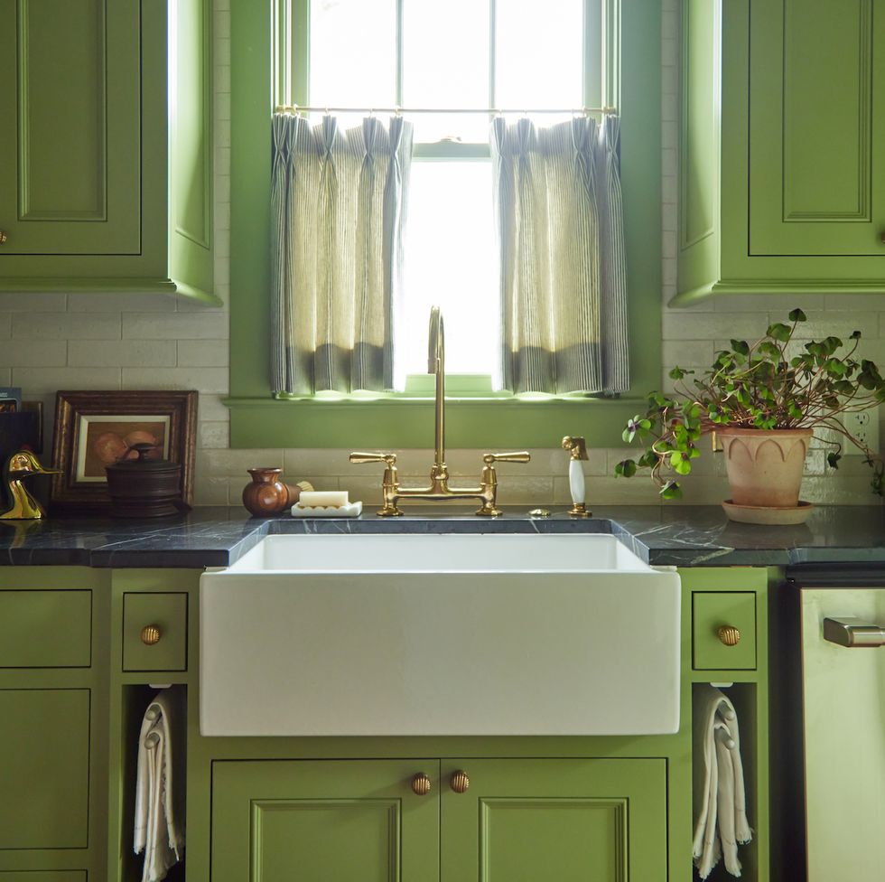 small cottage kitchen green cabinets clella design leipers fork tennessee