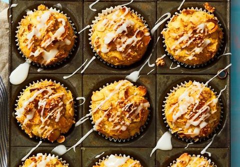 lemon poppy seed muffins with icing drizzle