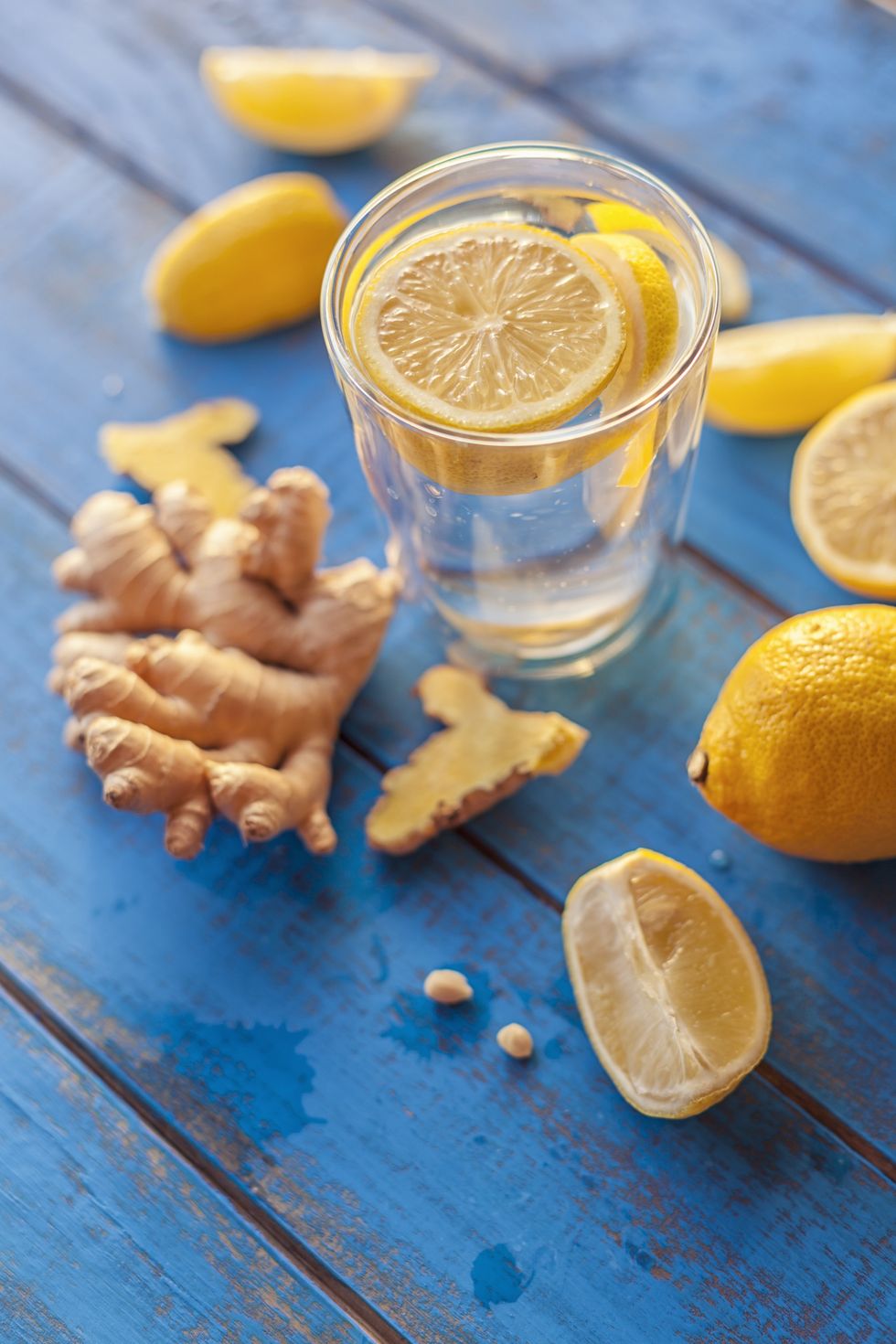 lemon and ginger root infused water