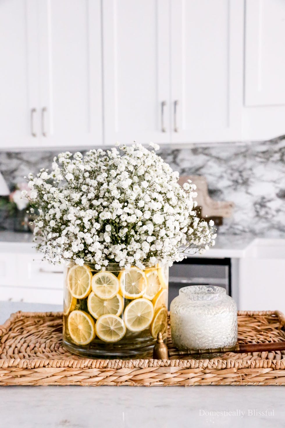 lemon babys breath bouquet spring decor