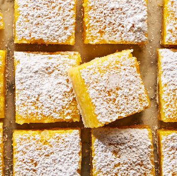 sliced lemon bars topped with powdered sugar
