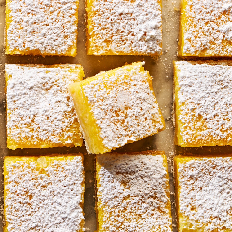 sliced lemon bars topped with powdered sugar