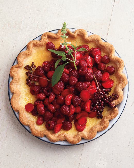 Lemon Basil Custard Pie with Red Berries Recipe How To Make