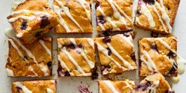 lemon blueberry blondies with a lemon drizzle glaze