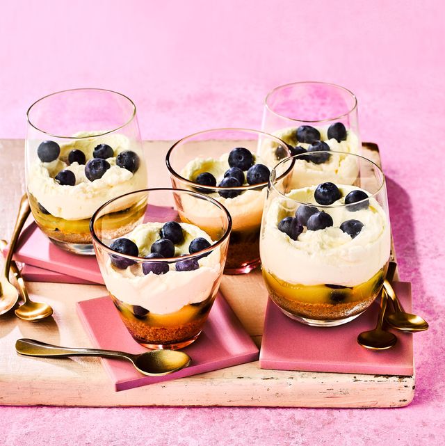 lemon and blueberry cheesecake pots