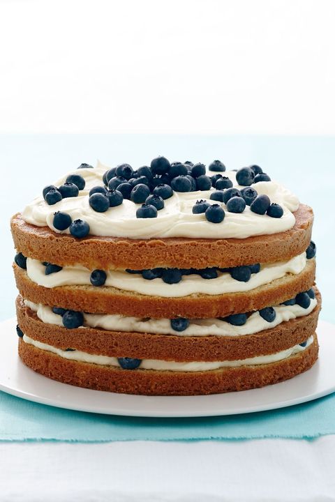 blueberry layer cake with fresh blueberries