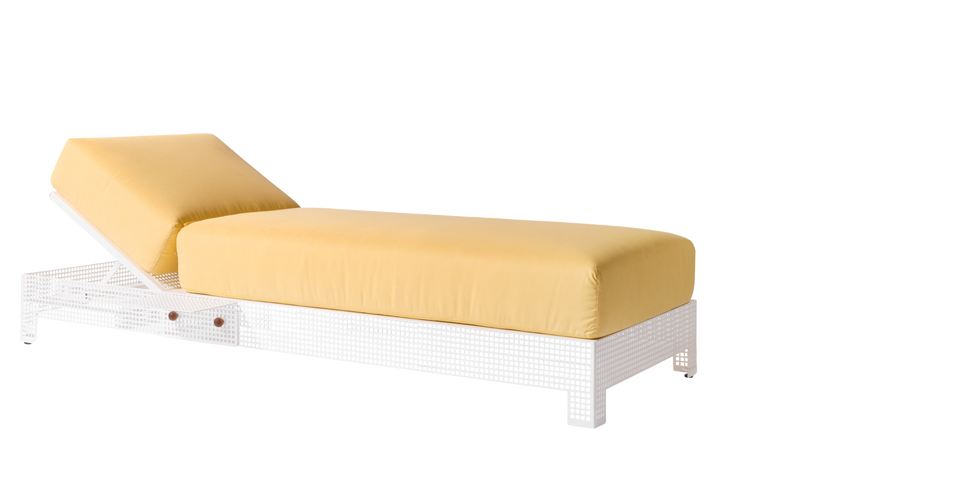 a silver and yellow sun lounger
