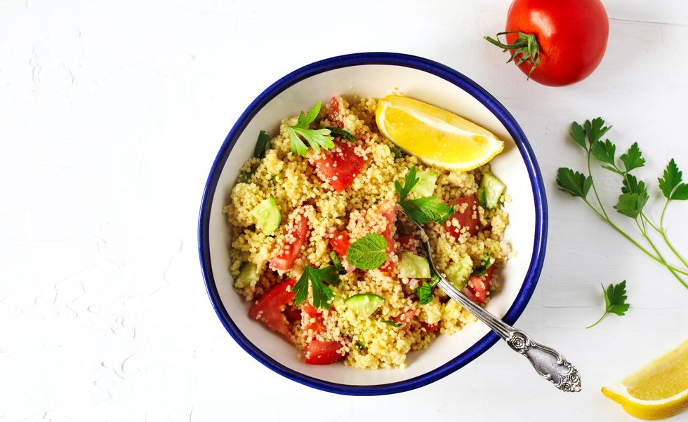 lemon couscous couscous with tomato cucamber lemon and herbs traditional arabic salad tabbouleh