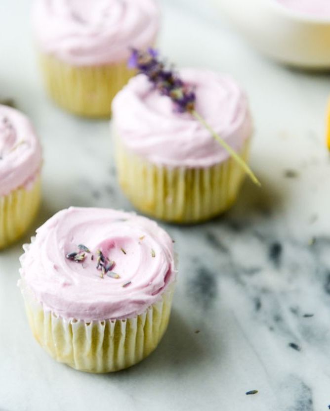lemon desserts lemon cupcakes with lavender frosting