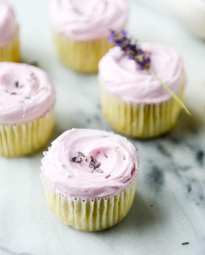 lemon desserts lemon cupcakes with lavender frosting