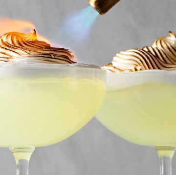 lemon martini with a torched meringue top