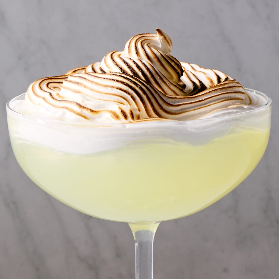 lemon martini with a torched meringue top