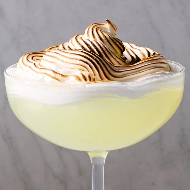 Lemon Meringue Pie Martini lemon martini with a torched meringue top