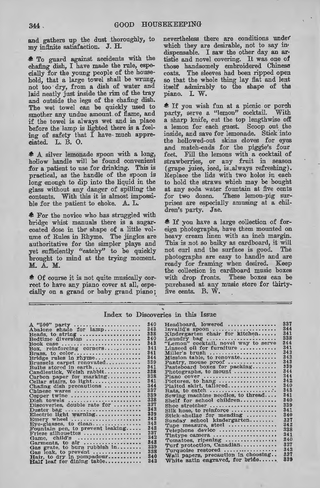 a page from a 1902 issue of good housekeeping it's all text and one column has the lemon pig instructions