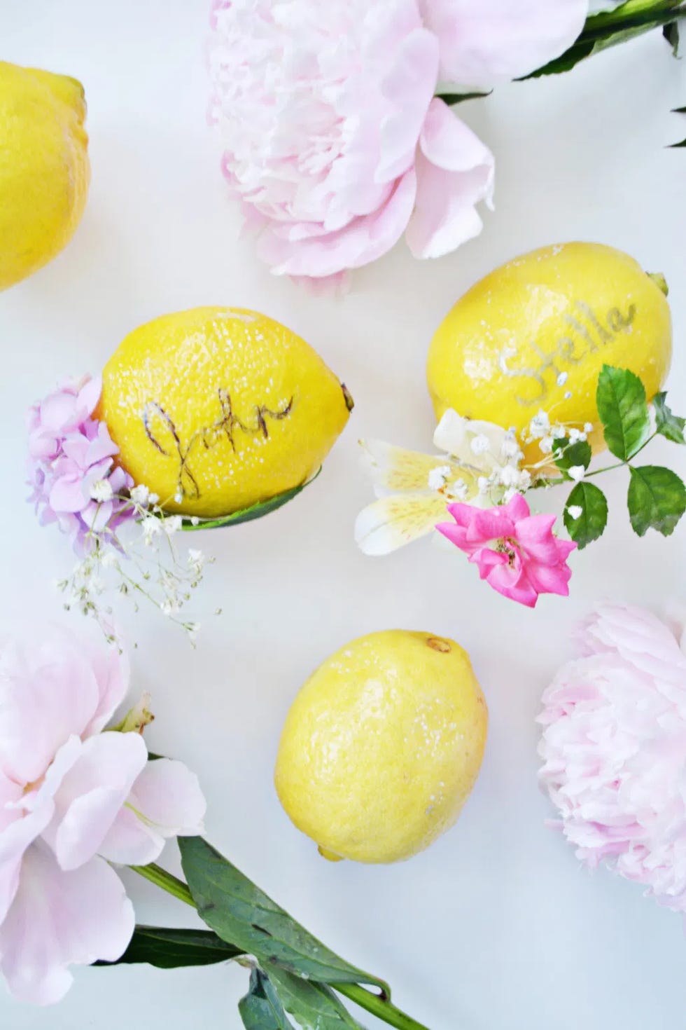 lemon place cards for a wedding