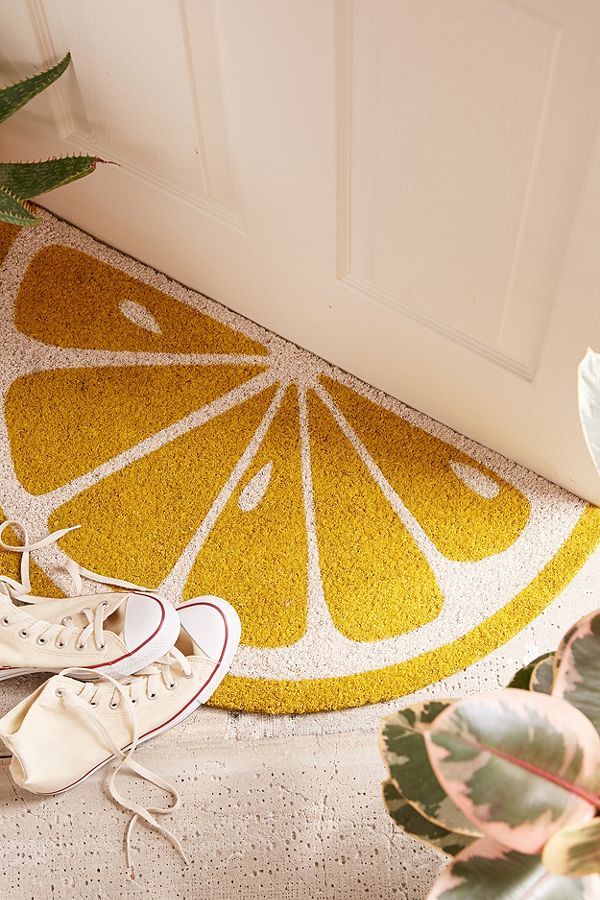 lemon yellow home decor - lemon doormat