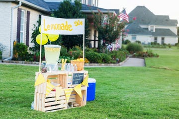 Lemonade stand set up in front yard
