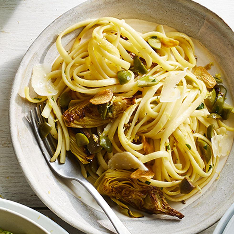 vegan dinner ideas easy lemony artichoke linguine with olives recipe