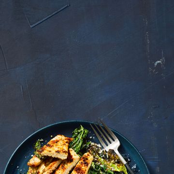 grilled lemony chicken and kale caesar salad
