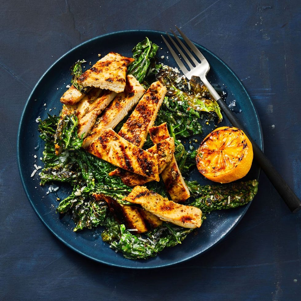 grilled lemony chicken and kale