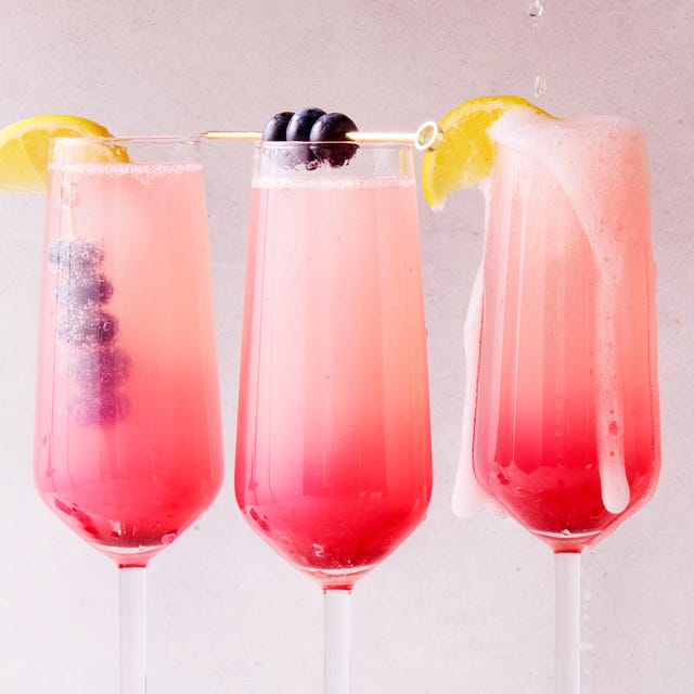 Blueberry Lemosas lemonade mimosas with blueberries