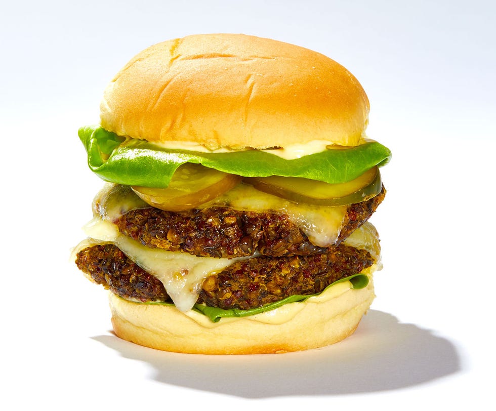Food, Hamburger, Dish, Cheeseburger, Patty, Veggie burger, Cuisine, Breakfast sandwich, Ingredient, Buffalo burger, 