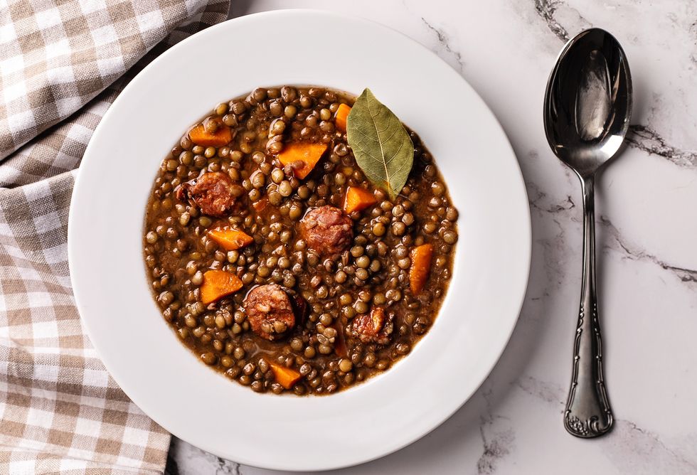 lentils soup with chorizo