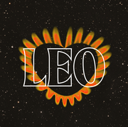 a fire heart surrounds the word leo in the sky