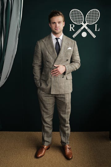 london, england july 08 leo woodall, wearing ralph lauren, attends the ralph lauren suite during the championships, wimbledon at all england lawn tennis and croquet club on july 10, 2024 in london, england photo by darren gerrishwireimage for ralph lauren