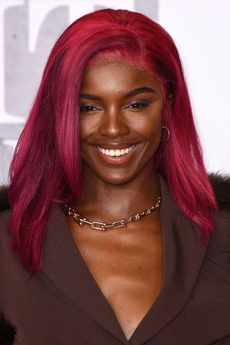 Leomie Anderson Pink Hair - The BRIT Awards 2019 - Red Carpet Arrivals