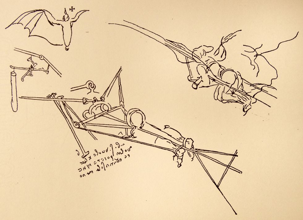 Leonardo da Vinci's (1452-1519) sketch for an Ornithopter