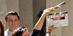 leonardo dicaprio on set movie wolf of wall street in new york city
