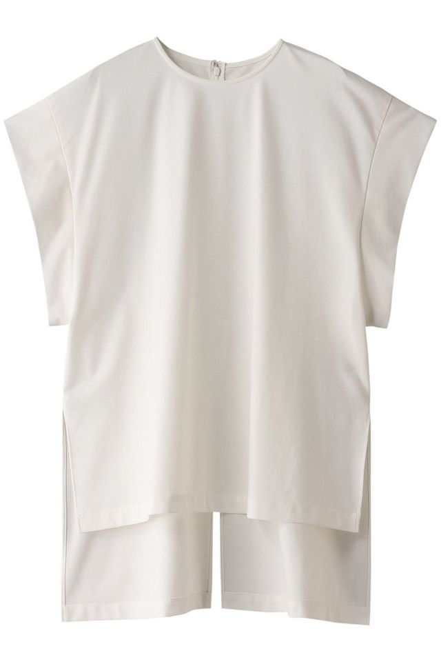 a white tshirt with a black zipper