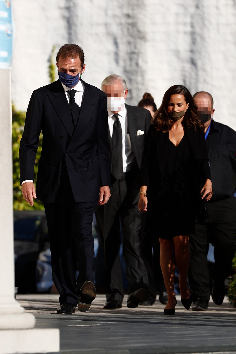alessandro lequio,maria palacios durante el funeral en memoria de alex lequio en madrid