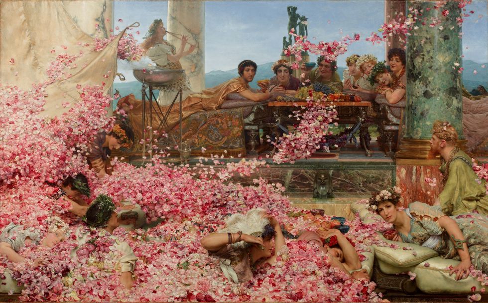 flower power, flower art, lawrence almatadema, ﻿les roses d'héliogabale, 1888,