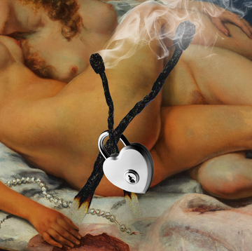 a classic painting of two women with a burning lock
